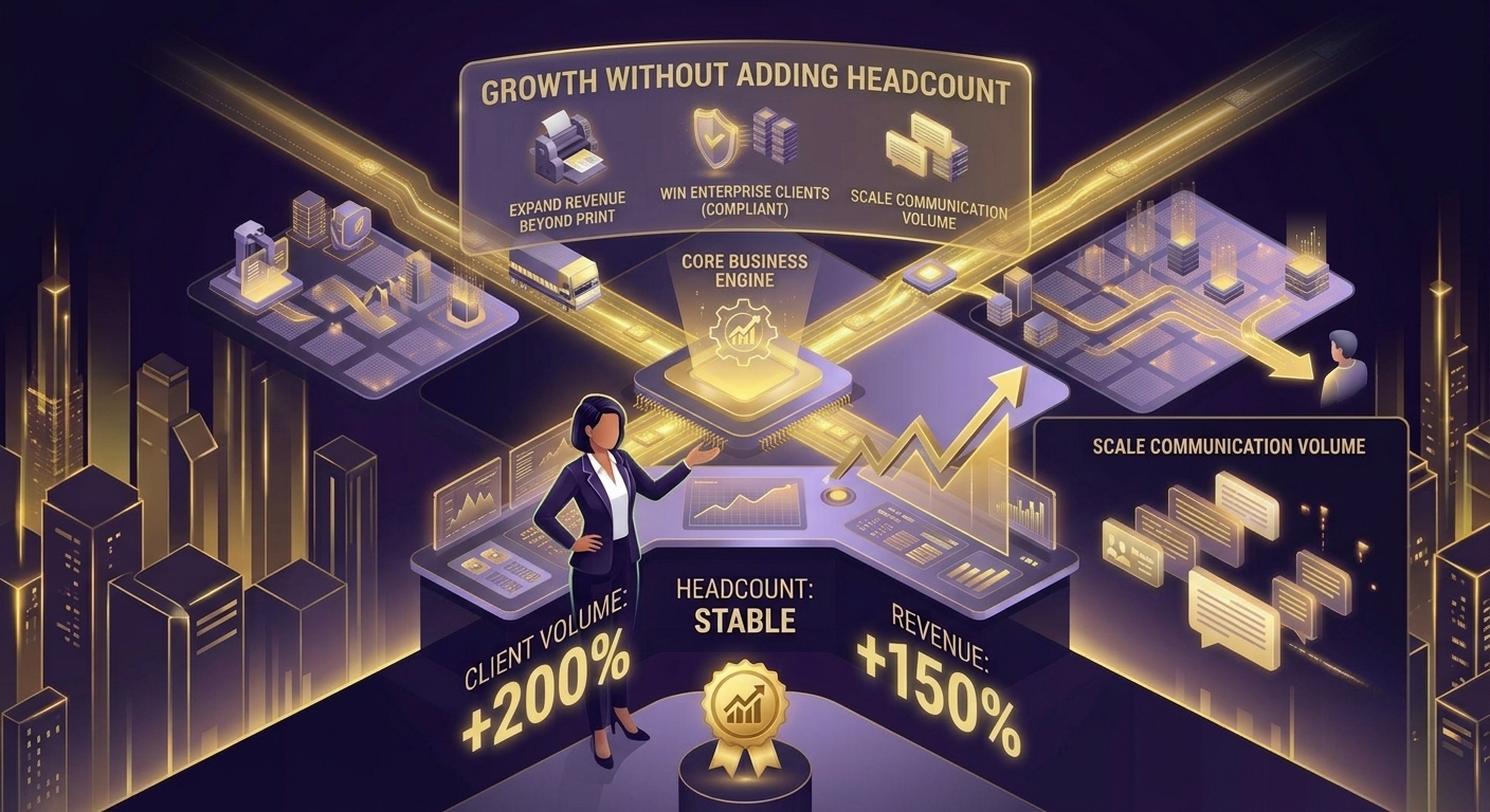CEO tracking revenue and client volume growth through Perfect Doc Studio's core platform while headcount stays stable