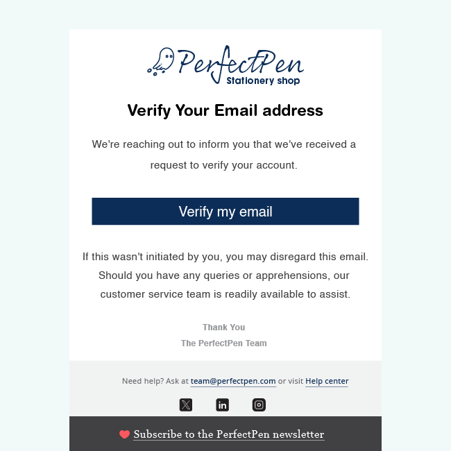 verification email