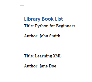 XML output