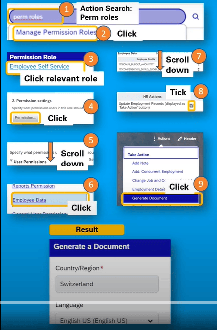 button in employee profile self service access