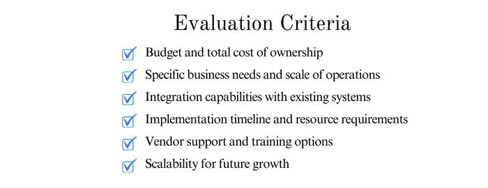Evaluation criteria