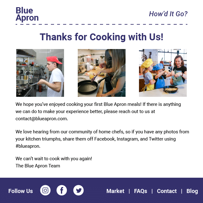 blue apron- confirmation email